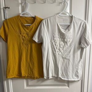GUESS Mustard and White Tees